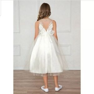 IVORY lace hi-low flower dress gown 24 mo. 2 2T